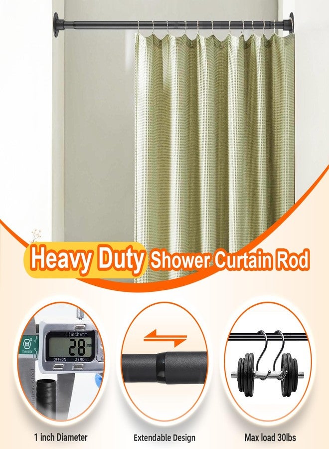 ABtool Black Shower Curtain Rod Drill In Wall 30in-49in, Adjustable Closet Rod for Hanging Clothes, Heavy Duty Shower Rods for Bathroom Screw In Wall, Permanent Wall Mounted - Image 2