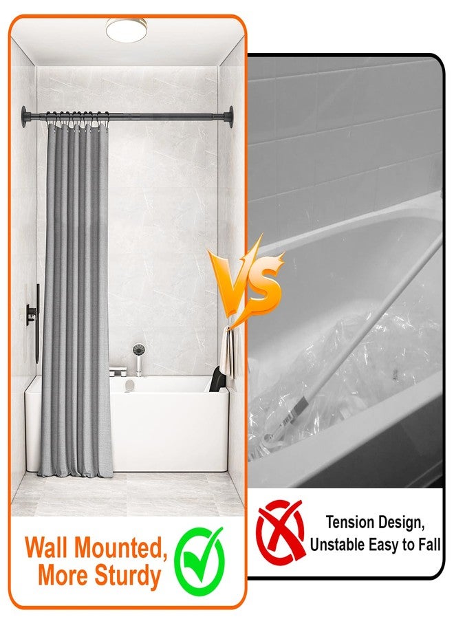 ABtool Black Shower Curtain Rod Drill In Wall 30in-49in, Adjustable Closet Rod for Hanging Clothes, Heavy Duty Shower Rods for Bathroom Screw In Wall, Permanent Wall Mounted - Image 4