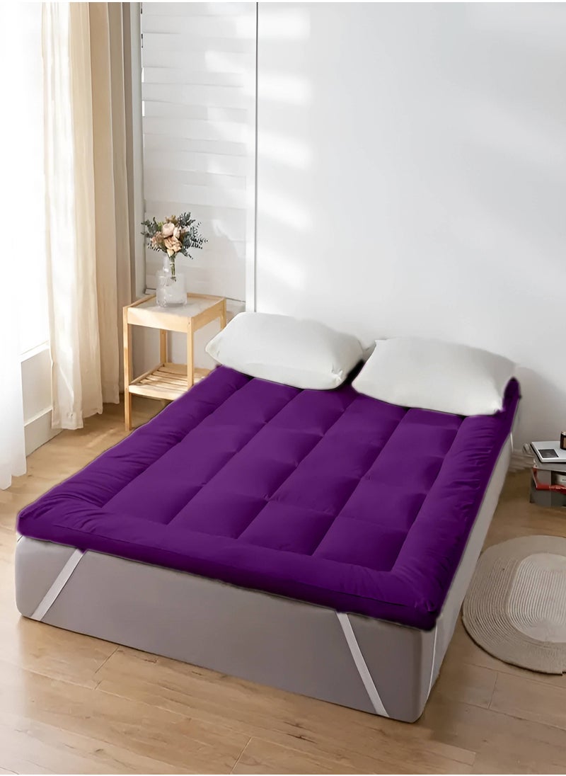 MAXQON Mattress Topper 10CM Thickness Quilted Microfiber 900gsm, King/Queen/Double/Single Sizes, Color Purple  - Image 1