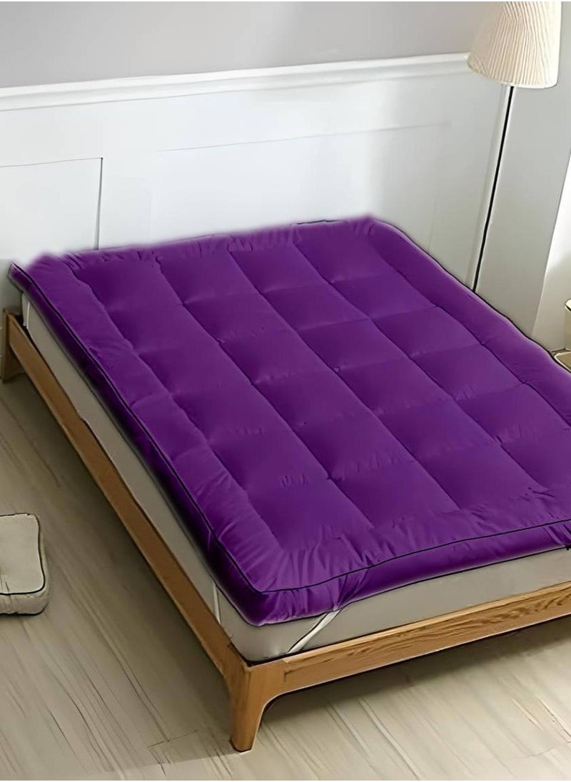 MAXQON Mattress Topper 10CM Thickness Quilted Microfiber 900gsm, King/Queen/Double/Single Sizes, Color Purple  - Image 2