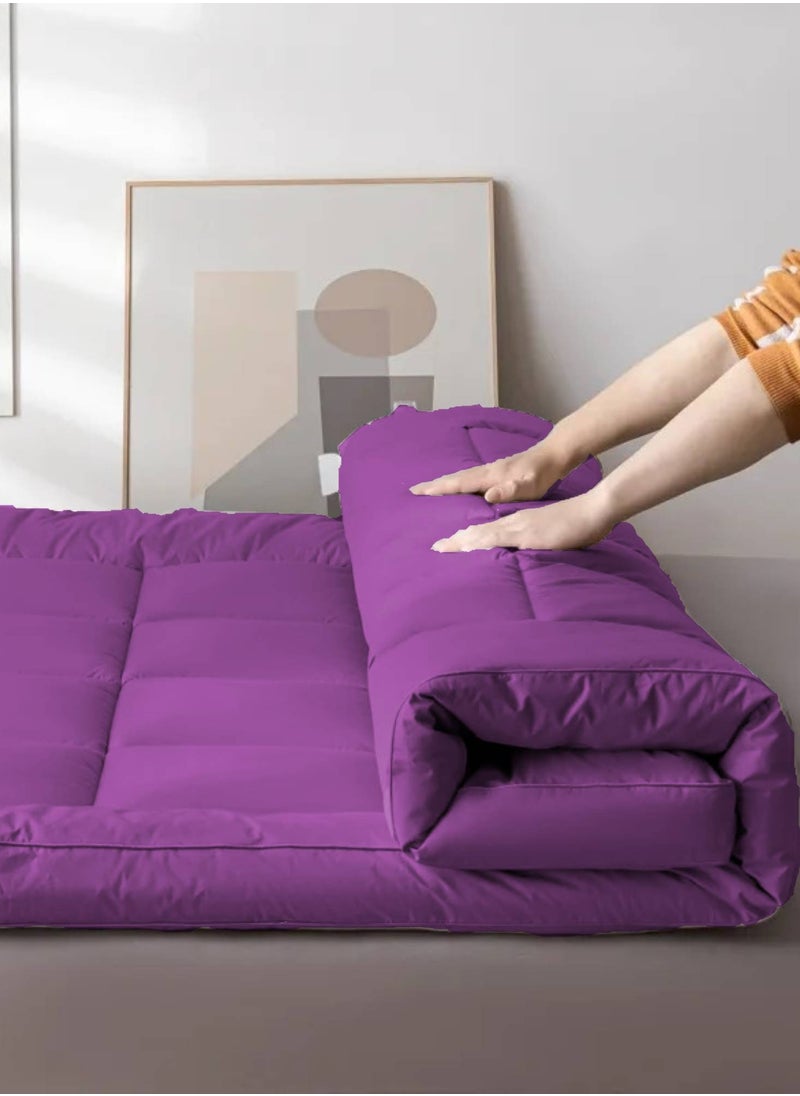 MAXQON Mattress Topper 10CM Thickness Quilted Microfiber 900gsm, King/Queen/Double/Single Sizes, Color Purple  - Image 4