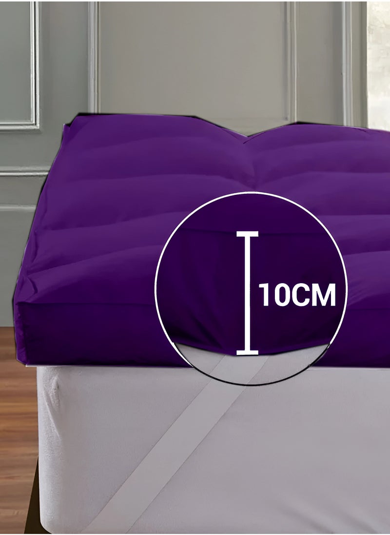 MAXQON Mattress Topper 10CM Thickness Quilted Microfiber 900gsm, King/Queen/Double/Single Sizes, Color Purple  - Image 3