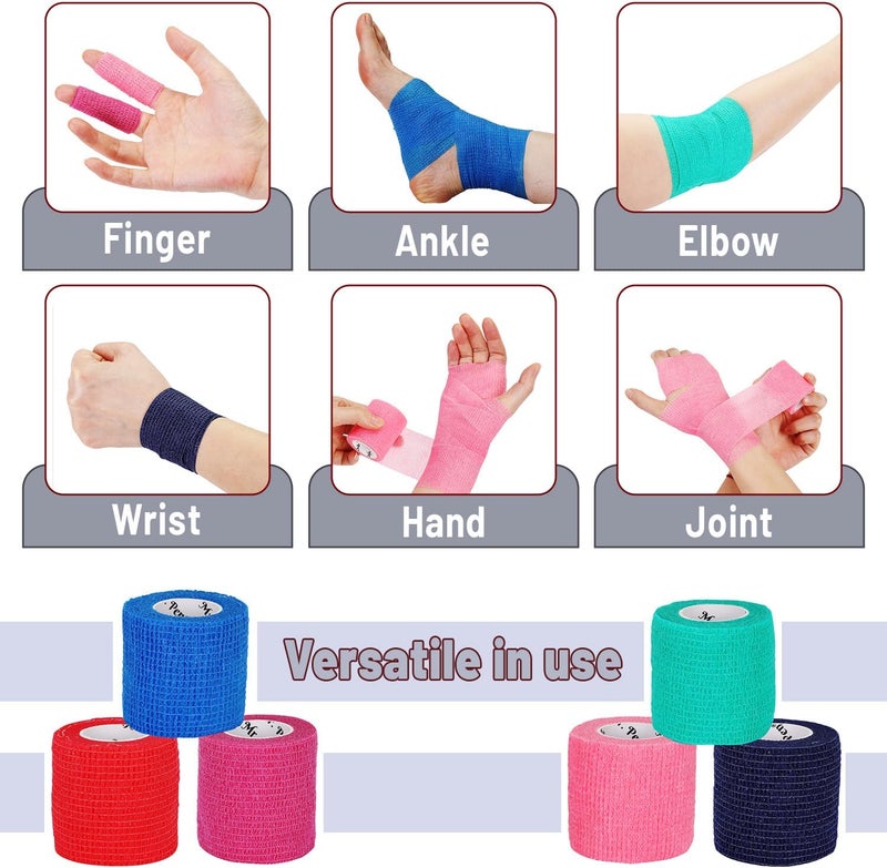 Mr. Pen Self Adhesive Bandage Wrap Assorted Colors 2 x 5 Yards 6 Pack Elastic Self Stick Stretch Self Adherent Medical Bandage Wrap - Image 4