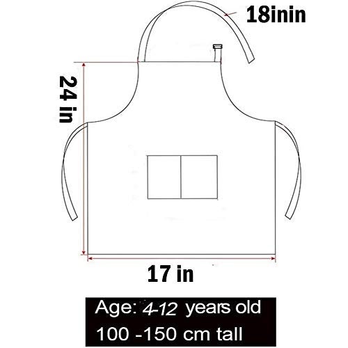 Tamicy 10 Pieces Kids Chef Hat and Apron Set - Child Kitchen Bib Aprons with Pockets Girls Boys Chef Hats for Cooking Baking Gardening Painting Wear (Rose Red,Green,Blue,Orange,Purple) - Image 2