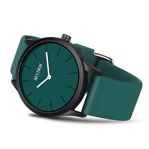 Matrix Minimalist Dial with Softest Silicone Strap Analog Wrist Watch for Men & Boys (Teal) - Image 3