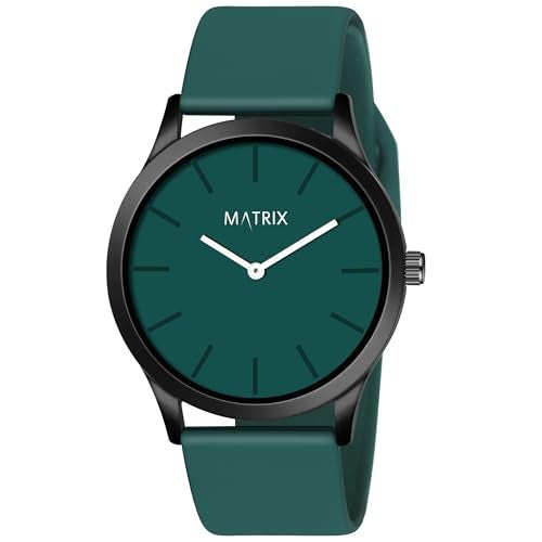 Matrix Minimalist Dial with Softest Silicone Strap Analog Wrist Watch for Men & Boys (Teal) - Image 1