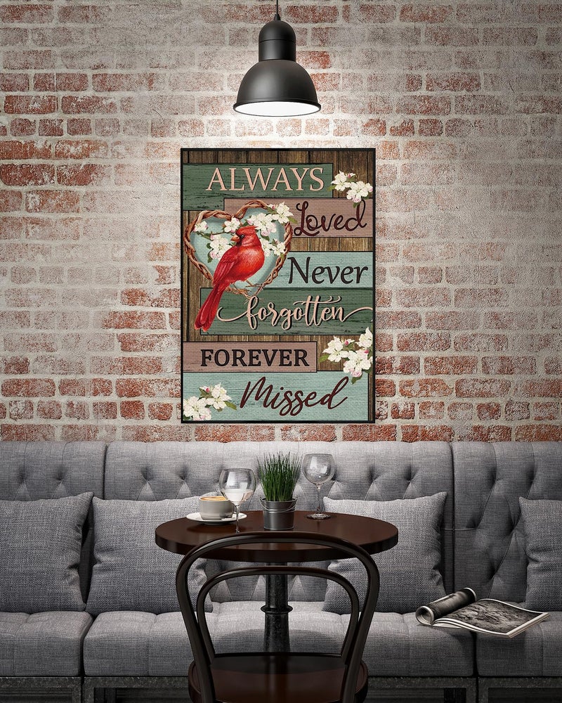 KINPLUB 5D Cardinal Diamond Painting Kits for Adults Beginners, Always Loved Never Forgotten Memorial Day Diamond Art Kits, DIY Full Round Drill Paint with Diamonds Dots, Home Wall Decor 12 x 16 Inch - Image 4