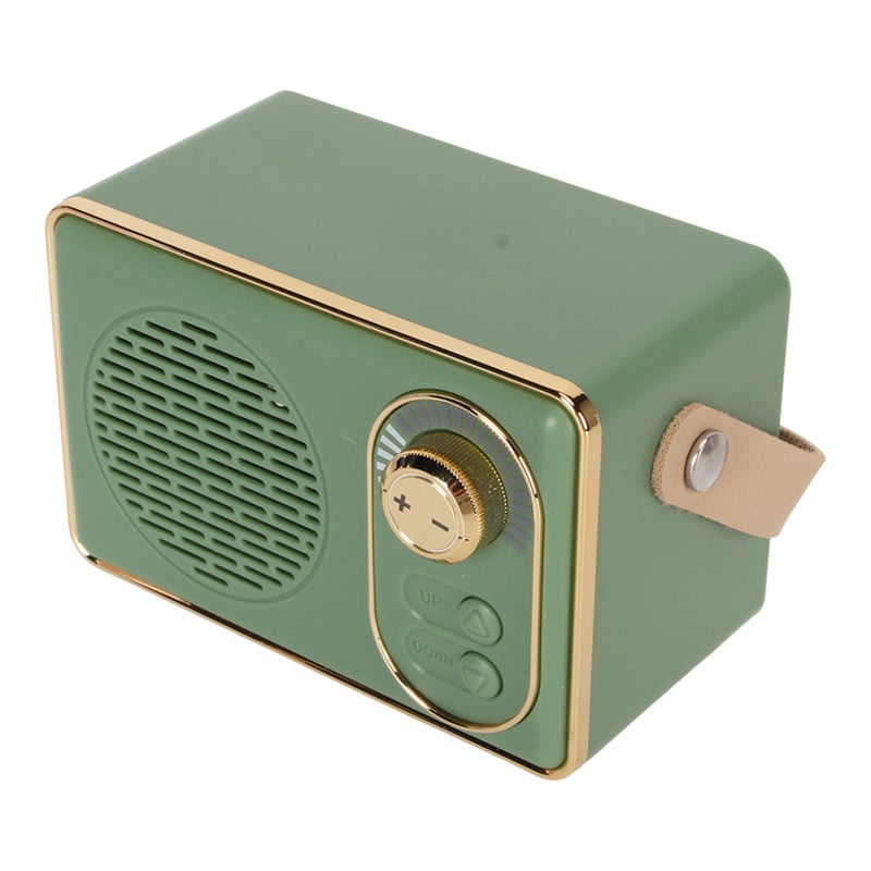 Retro Bluetooth 5.0 Speaker Vintage Mini Bluetooth Speaker Memory Card AUX USB Rechargeable MP3 Player for Camping Party Gift Green - Image 3