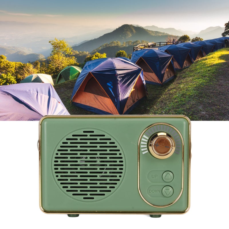 Retro Bluetooth 5.0 Speaker Vintage Mini Bluetooth Speaker Memory Card AUX USB Rechargeable MP3 Player for Camping Party Gift Green - Image 5