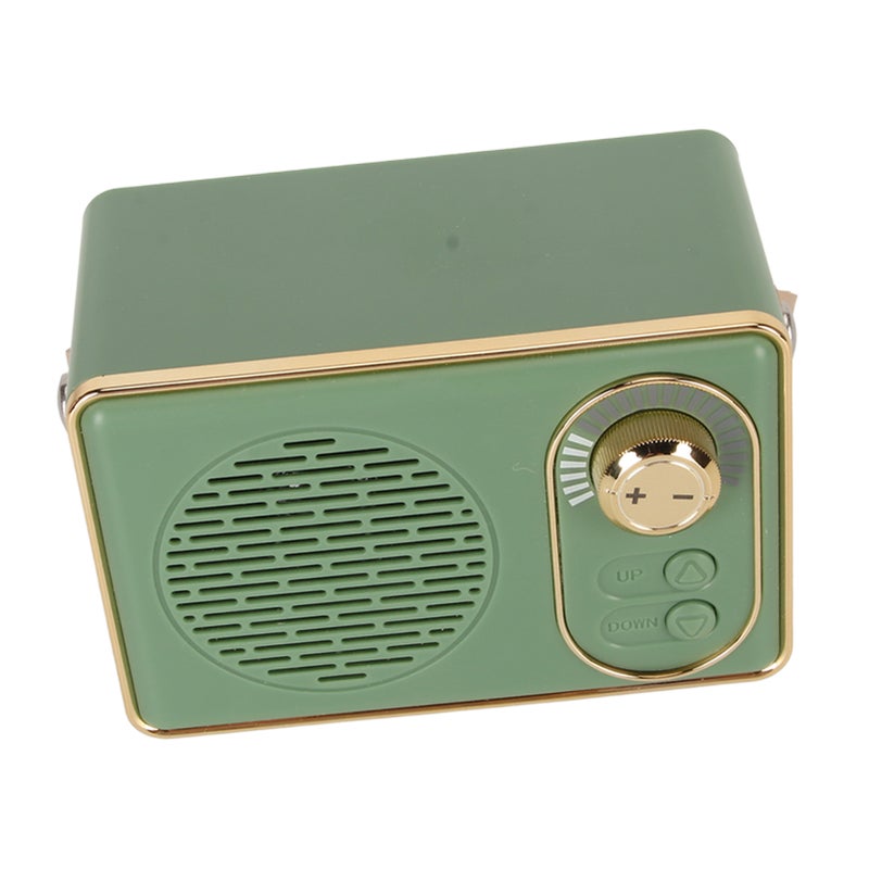 Retro Bluetooth 5.0 Speaker Vintage Mini Bluetooth Speaker Memory Card AUX USB Rechargeable MP3 Player for Camping Party Gift Green - Image 2