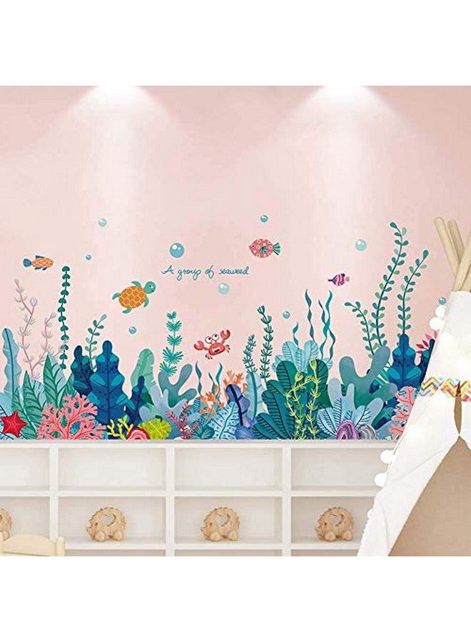Amaonm Creative Cartoon Removable 3D Under The Sea World Nature Scenery Wall Stickers Ocean Grass Colorful Seaweed Baseboard Wall Decal For Wall Corner Nursery Room Bathroom Living Room (Seaweed) - Image 1