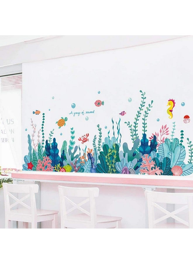 Amaonm Creative Cartoon Removable 3D Under The Sea World Nature Scenery Wall Stickers Ocean Grass Colorful Seaweed Baseboard Wall Decal For Wall Corner Nursery Room Bathroom Living Room (Seaweed) - Image 4
