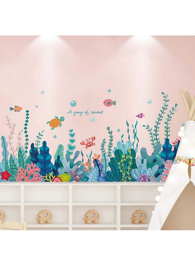 Amaonm Creative Cartoon Removable 3D Under The Sea World Nature Scenery Wall Stickers Ocean Grass Colorful Seaweed Baseboard Wall Decal For Wall Corner Nursery Room Bathroom Living Room (Seaweed) - Image 2