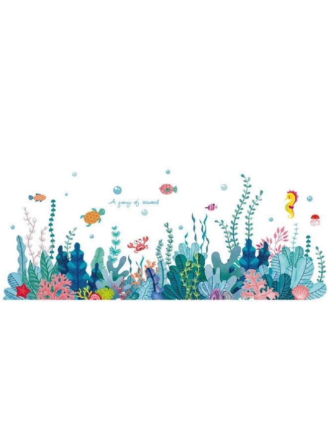 Amaonm Creative Cartoon Removable 3D Under The Sea World Nature Scenery Wall Stickers Ocean Grass Colorful Seaweed Baseboard Wall Decal For Wall Corner Nursery Room Bathroom Living Room (Seaweed) - Image 3