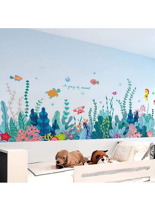 Amaonm Creative Cartoon Removable 3D Under The Sea World Nature Scenery Wall Stickers Ocean Grass Colorful Seaweed Baseboard Wall Decal For Wall Corner Nursery Room Bathroom Living Room (Seaweed) - Image 5