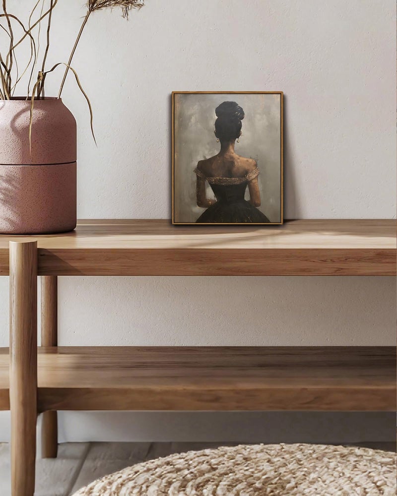 KISSFOX Vintage Framed Wall Art Decor Victorian African American Pictures Paintings Wall Decor Moody Black Girl Canvas Art Prints Modern Farmhouse Black Woman Artwork For Kitchen Living Room Bedroom - Image 2