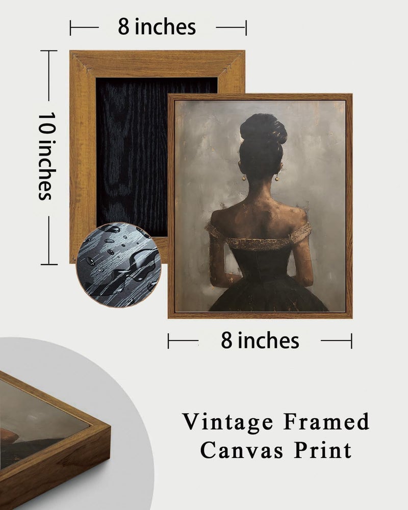 KISSFOX Vintage Framed Wall Art Decor Victorian African American Pictures Paintings Wall Decor Moody Black Girl Canvas Art Prints Modern Farmhouse Black Woman Artwork For Kitchen Living Room Bedroom - Image 5