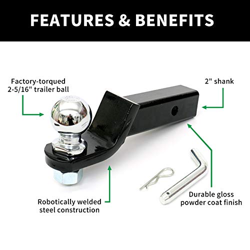 HICKS 45041 Trailer Hitch Mount with 2-5/16-Inch Ball & Pin, Fits 2-Inch Receiver,7,500 lbs,2-in Drop - Image 3