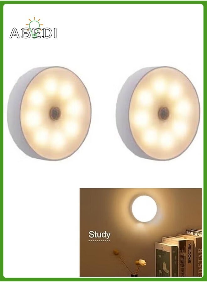 قطعتان من مصابيح ليلية لاسلكية مزودة بمستشعر حركة، ديكور غرفة النوم، مصباح حائط LED مزخرف لغرفة خزانة الدرج - Image 1