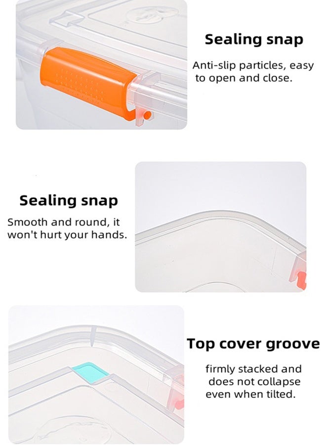 مربع تخزين شفاف ، سلة تخزين ، 27L سعة يحتوي على مربع ، مربع تحتوي متعدد الوظائف ، تصميم قابل للتراكم ، مربع تخزين شفاف مغلق مع غطاء ، قطعة واحدة - Image 4