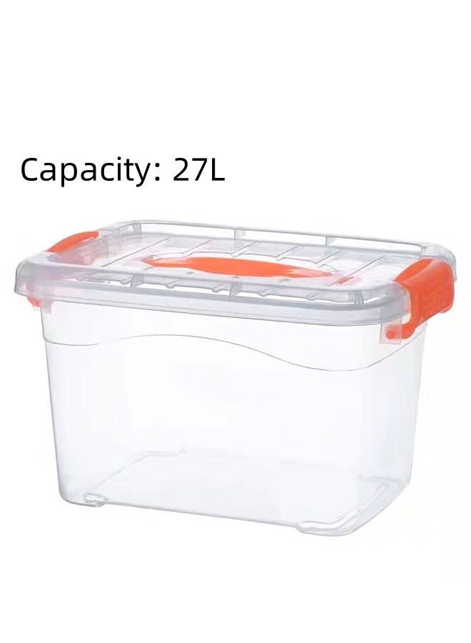 مربع تخزين شفاف ، سلة تخزين ، 27L سعة يحتوي على مربع ، مربع تحتوي متعدد الوظائف ، تصميم قابل للتراكم ، مربع تخزين شفاف مغلق مع غطاء ، قطعة واحدة - Image 1