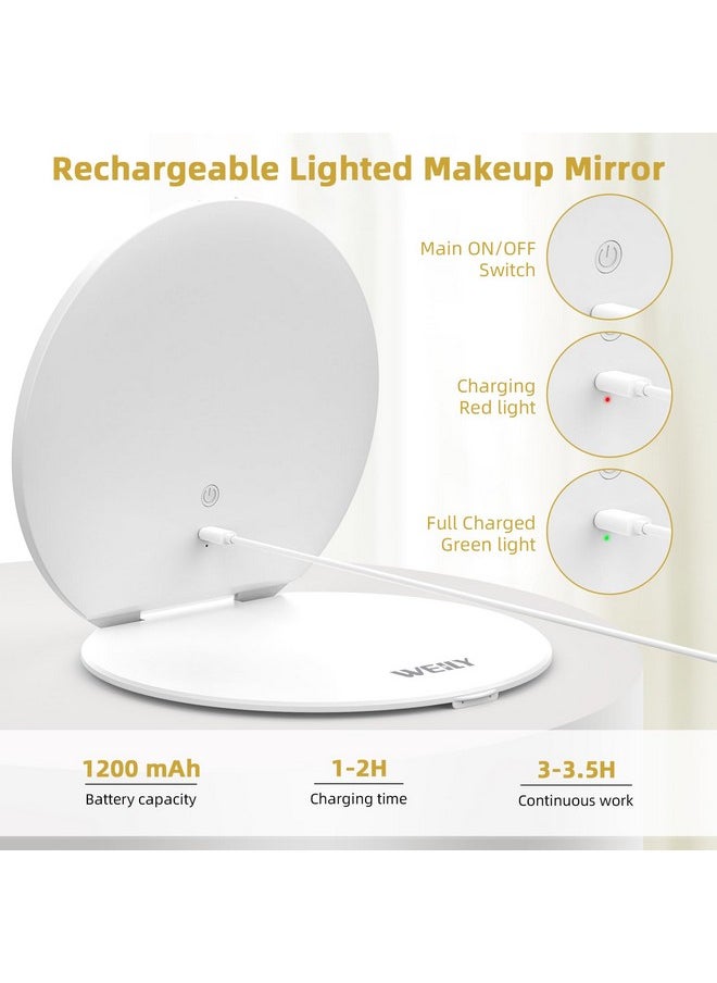 WEILY Makeup Mirror With Lights Travel Mirror With 3 Color Lighting And Dimmable Touch Screen Usb Rechargeable And 300° Rotating Lighted Makeup Mirror Gifts For Women  - Image 5