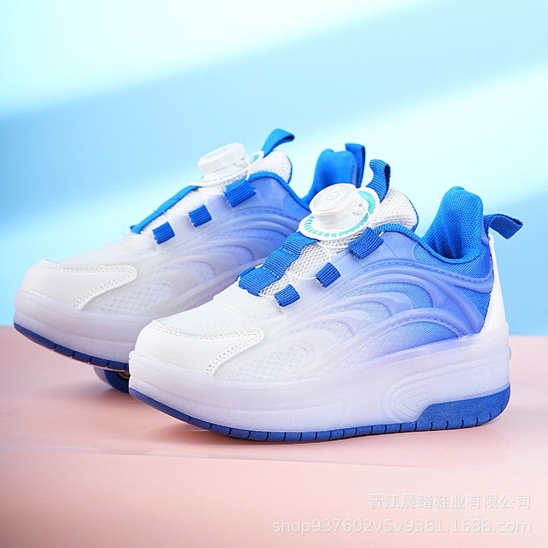 Y&D Kids And Adult Roller Skates Shoes 4 Wheels Roller Shoes Boys Girls Wheel Shoes Roller Sneakers Shoes for Beginner More Balanced - Image 1