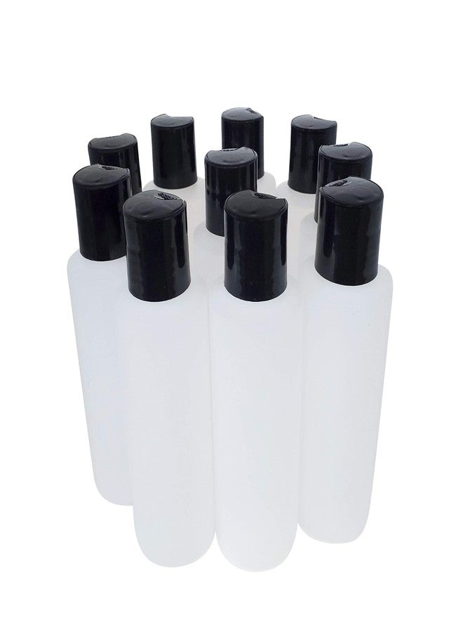 kelkaa 4oz HDPE Durable Squeezable Plastic Bottles with Black Press Disc Top Cap Natural Clear Container for Any Liquid Products, Multi-Purpose Empty Refillable Bottles (Pack of 10) - Image 3