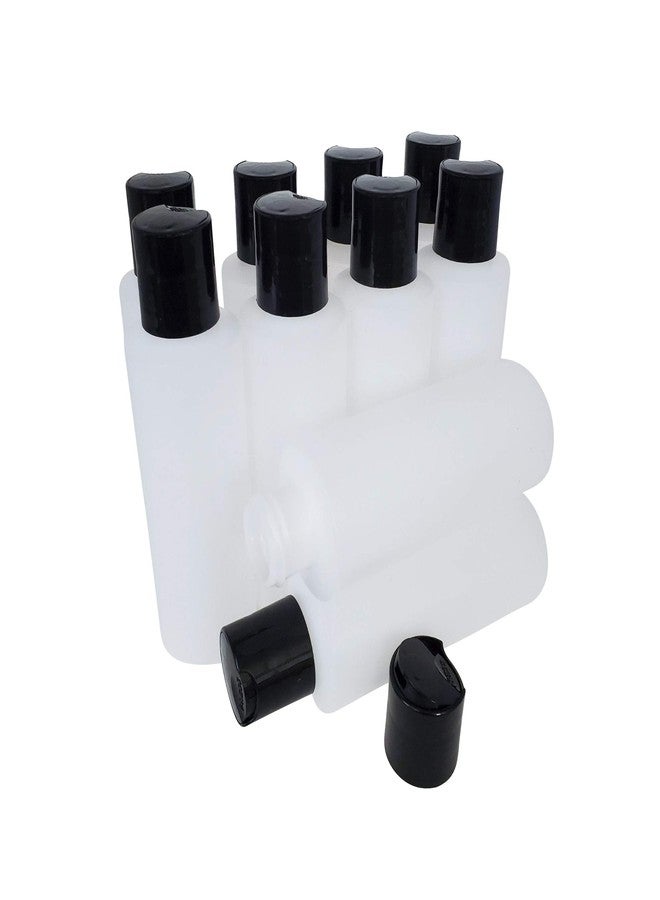 kelkaa 4oz HDPE Durable Squeezable Plastic Bottles with Black Press Disc Top Cap Natural Clear Container for Any Liquid Products, Multi-Purpose Empty Refillable Bottles (Pack of 10) - Image 1