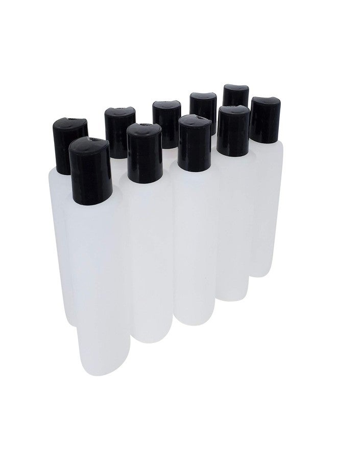 kelkaa 4oz HDPE Durable Squeezable Plastic Bottles with Black Press Disc Top Cap Natural Clear Container for Any Liquid Products, Multi-Purpose Empty Refillable Bottles (Pack of 10) - Image 4