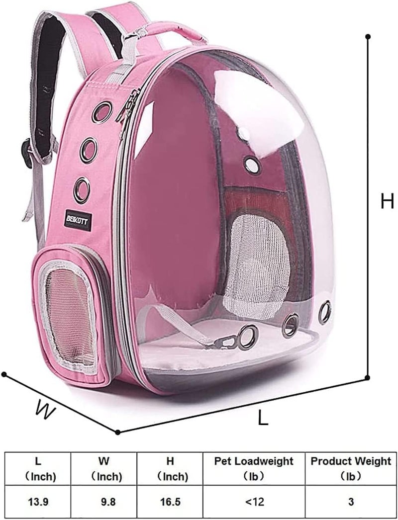 N.C Pet Portable Carrier Space Capsule Backpack Cat Dog Carriers Backpack Pet Bubble Backpack Airline-Approved Ventilate Transparent Capsule Backpack for Travel Hiking Outdoor Use (Pink) - Image 2