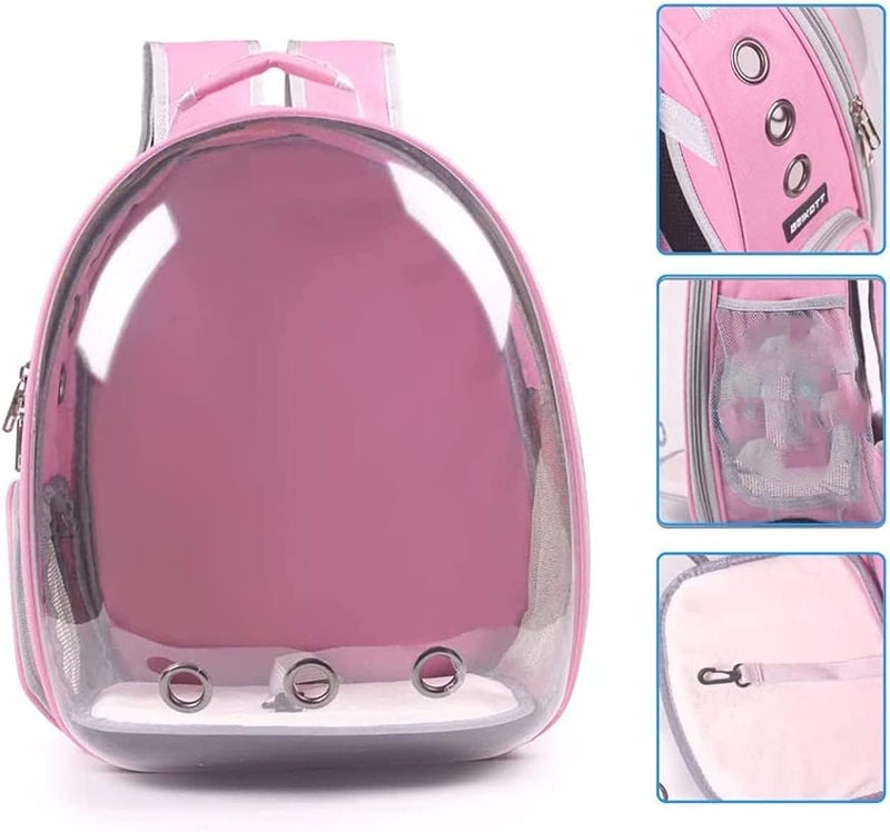 N.C Pet Portable Carrier Space Capsule Backpack Cat Dog Carriers Backpack Pet Bubble Backpack Airline-Approved Ventilate Transparent Capsule Backpack for Travel Hiking Outdoor Use (Pink) - Image 3