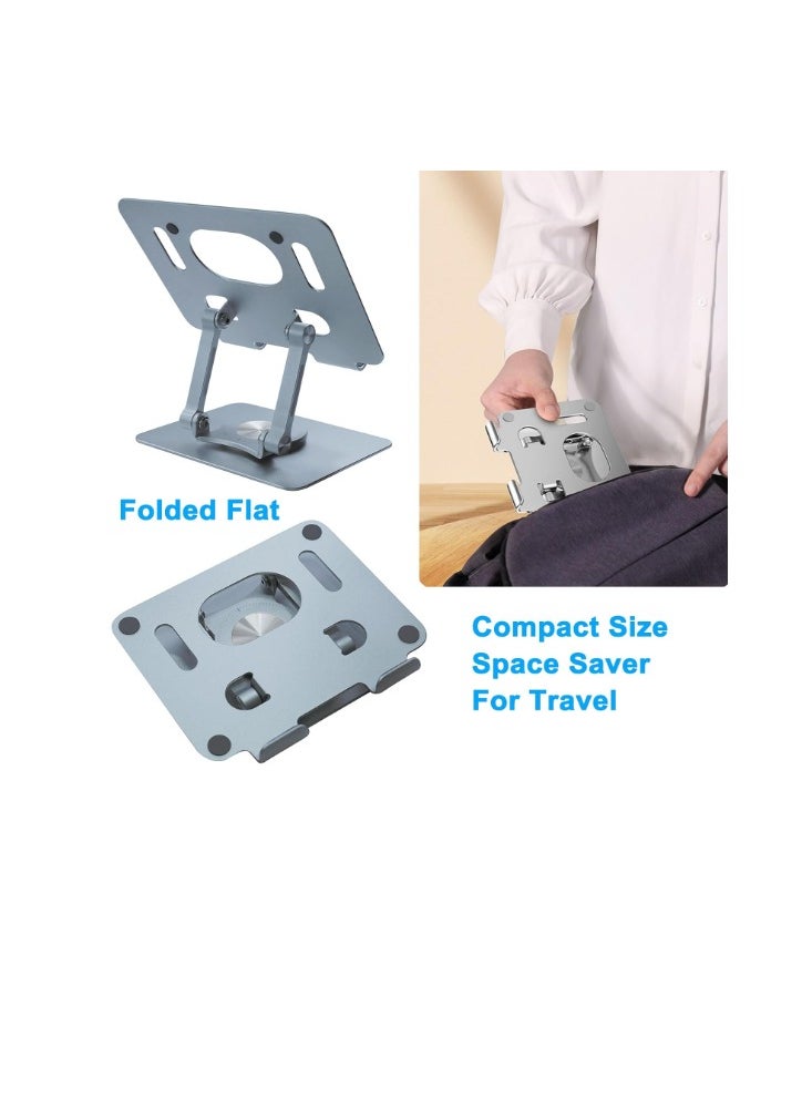 Generic - DCHAV Foldable Adjustable Laptop Stand for Desk Computer Riser 360 Rotating Ergonomic Tablet iPad Holder Aluminum Raised Table for Portable Monitor Phone 5-12 Inch Notebook, Space Gray - Image 1