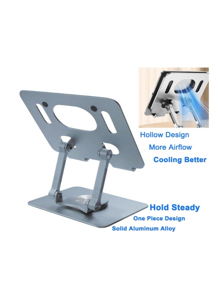 Generic - DCHAV Foldable Adjustable Laptop Stand for Desk Computer Riser 360 Rotating Ergonomic Tablet iPad Holder Aluminum Raised Table for Portable Monitor Phone 5-12 Inch Notebook, Space Gray - Image 1