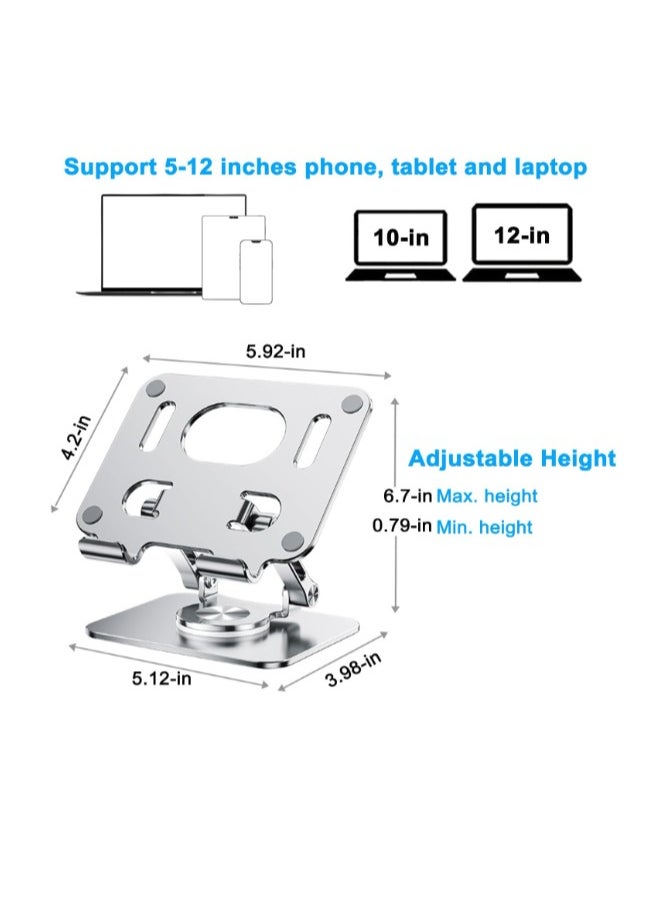 Generic - DCHAV Foldable Adjustable Laptop Stand for Desk Computer Riser 360 Rotating Ergonomic Tablet iPad Holder Aluminum Raised Table for Portable Monitor Phone 5-12 Inch Notebook, Space Gray - Image 1