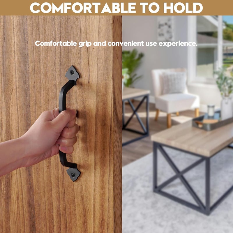 AddGrace 2 Pack Gate Handles for Wooden Gates with Screws Rustic Door Handles for Garden Gate Shed Wooden Fences Closet Drawer (160mm/6inch) (Black, 6") - Image 2