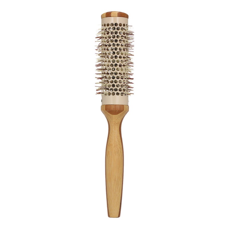 Round Blow Dryer Brush Natural Wooden with Nylon Bristles Roll Styling Hairbrush - Image 1
