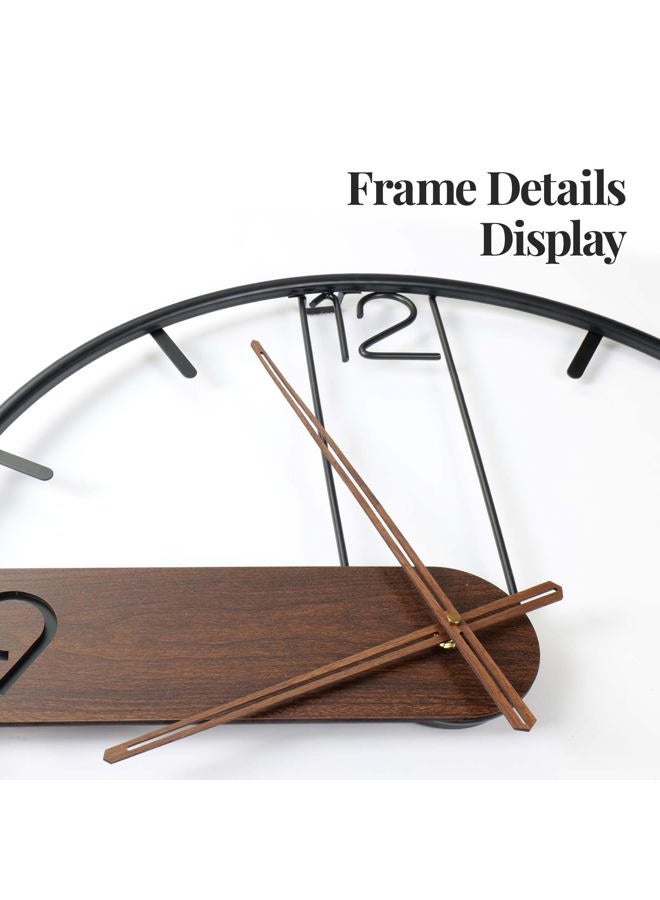 Cuspin 30 Inch Large Wall Clock, Modern Wood Metal Frame Silent Non Ticking Battery Operated Wall Clocks Decoration for Living Room, Bedroom, Kitchen, Minimalist Walnut Dial Arabic Numerals - Image 3