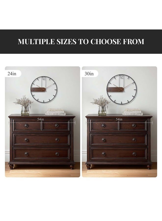 Cuspin 30 Inch Large Wall Clock, Modern Wood Metal Frame Silent Non Ticking Battery Operated Wall Clocks Decoration for Living Room, Bedroom, Kitchen, Minimalist Walnut Dial Arabic Numerals - Image 5