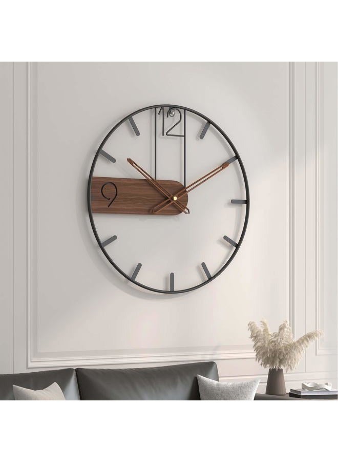 Cuspin 30 Inch Large Wall Clock, Modern Wood Metal Frame Silent Non Ticking Battery Operated Wall Clocks Decoration for Living Room, Bedroom, Kitchen, Minimalist Walnut Dial Arabic Numerals - Image 2