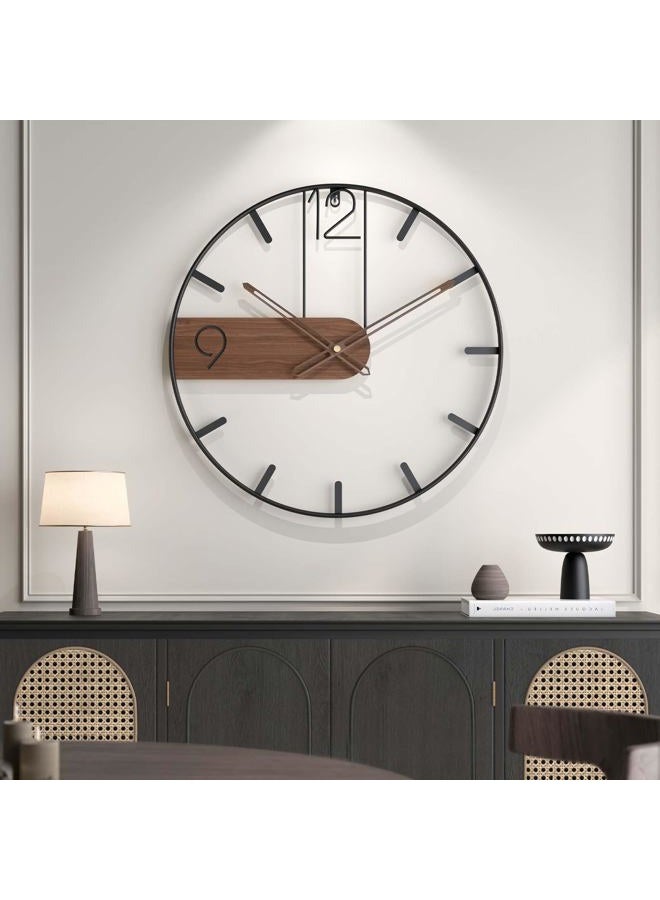 Cuspin 30 Inch Large Wall Clock, Modern Wood Metal Frame Silent Non Ticking Battery Operated Wall Clocks Decoration for Living Room, Bedroom, Kitchen, Minimalist Walnut Dial Arabic Numerals - Image 1
