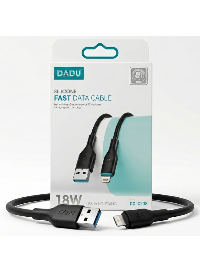 دادو كابل DC-C238 من USB إلى Lightning - شحن سريع 3 أمبير - خرج طاقة 18 واط - مادة مقاومة للحريق - شحن آمن - أسود - Image 1