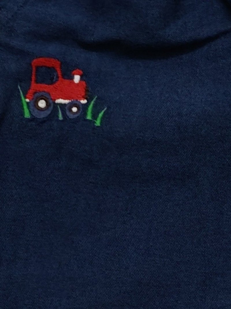 Pranava Unisex Chambray Pants with Truck Embroidery - Blue - Image 4