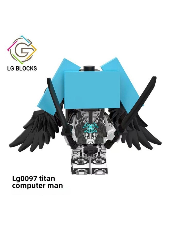 Huge Titan TV Man 3.0 Lightning Toilet Man Flying Monitor Man Boy Audio Man Assembled Toys-Color:Lake Blue Lg0097 Titan Computer Man  - Image 1