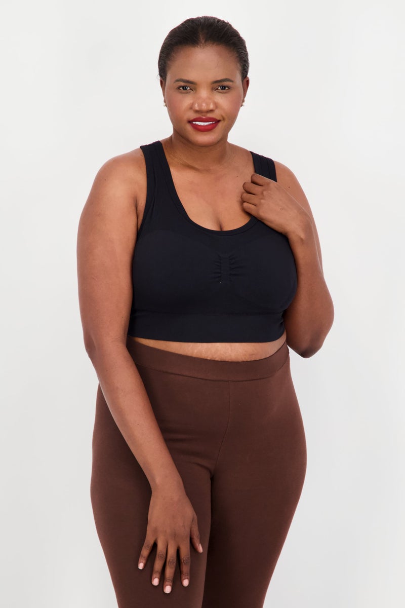 Adidas Women Plus Size  Brand Logo Padded Sports Bra, Black - Image 1