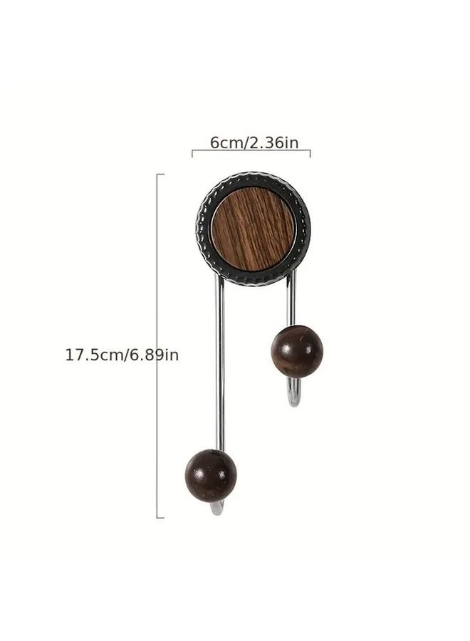 Vintage Walnut Suction Cup Hooks No Drill Adhesive Wall Mount For Towel Coat Key - Image 1
