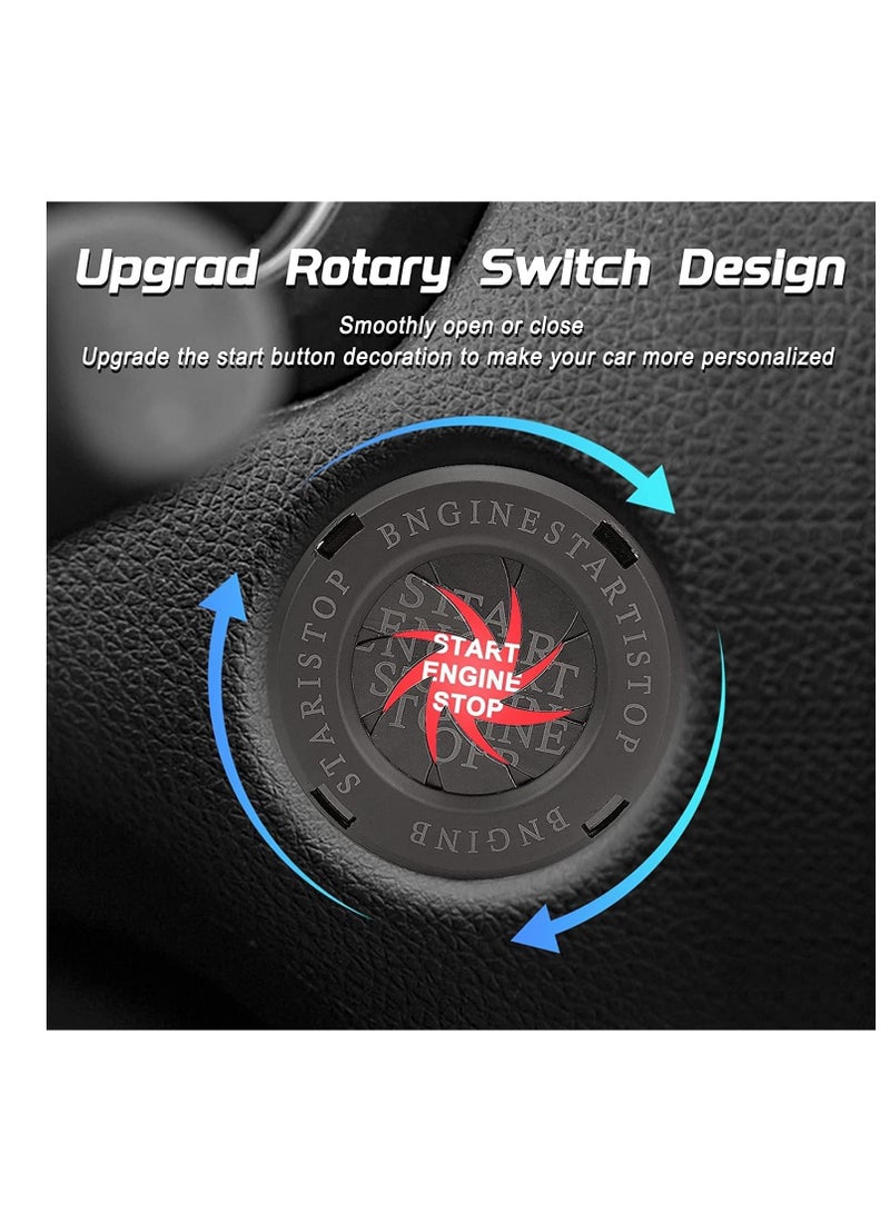 Loquat Car Start on Cover, Engine Start Stop on Spin Cover, One Key Start on Cover Anti-Scratch Universal on Replacement Decoration Protector Ring, Titanium Black - Image 2