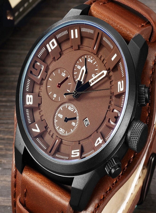 CURREN Karien 8225 men's large belt sports watch Europe and the United States watch large dial BlackShellBlackFaceBlackLetterBlackBelt - Image 5
