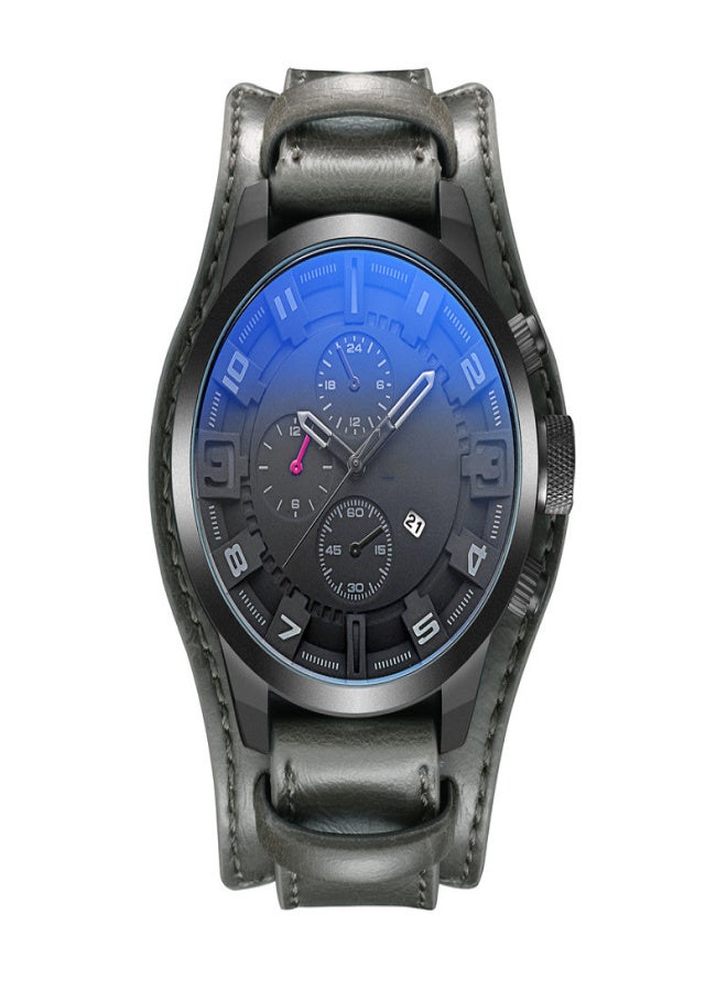 CURREN Karien 8225 men's large belt sports watch Europe and the United States watch large dial BlackShellBlackFaceBlackLetterBlackBelt - Image 1