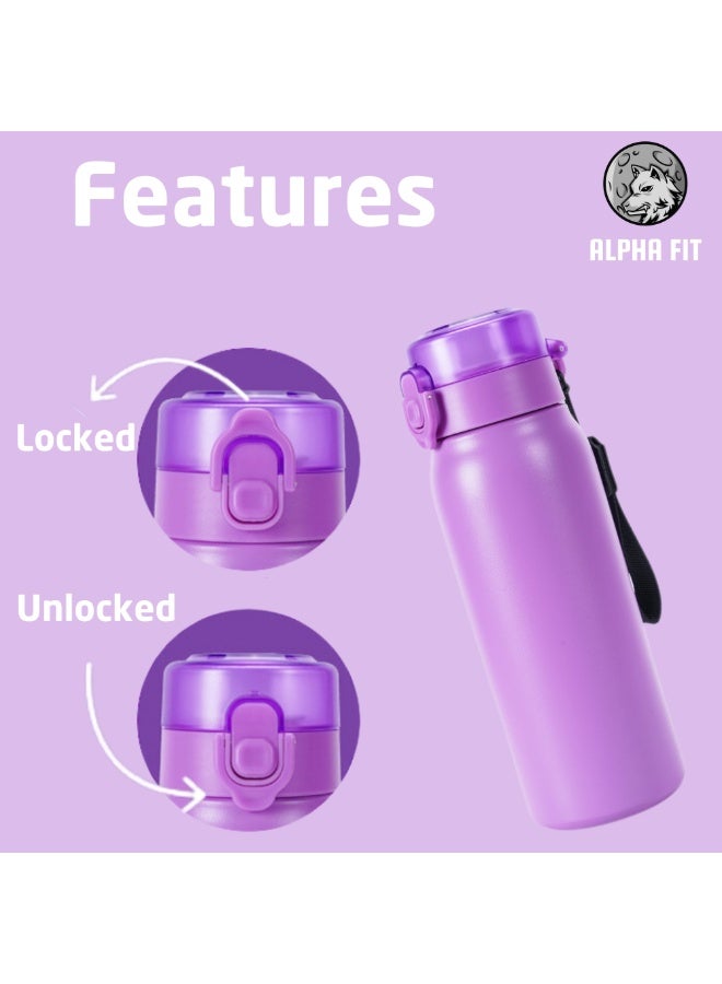 ألفا فت زجاجة ماء Alpha Fit 25 أونصة بنفسجي مع 5 كبسولات عطرية – ستانلس ستيل عازلة مع شفاط، مانعة للتسرب ومتوافقة مع كبسولات Air Up - Image 3